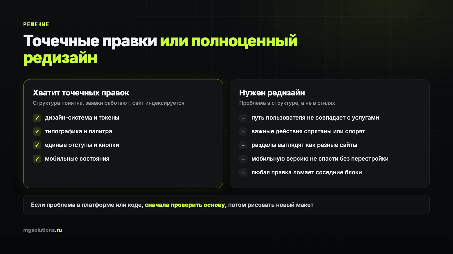 Когда хватит точечных правок дизайна, а когда нужен редизайн сайта